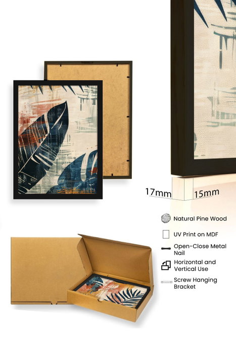 Wallity Huhu468S Pintura Decorativa en MDF con Marcos de Madera (3 Piezas, 20 x 30 cm)